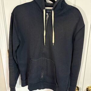 J.Crew Jeans Full Zip Hoodie Navy Drawstring Sweatshirt M
